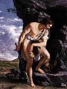 Orazio Gentileschi David Contemplating the Head of Goliath. oil painting on canvas